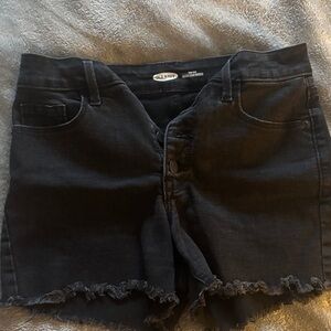 Old Navy Black High-Rise Frayed Hem Shorts